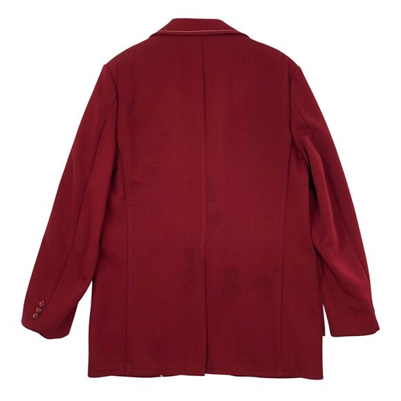 Vintage Time Out by Farah Polyester Men's Dark Red Blazer White Top Stitch SZ M? - Picture 2 of 15